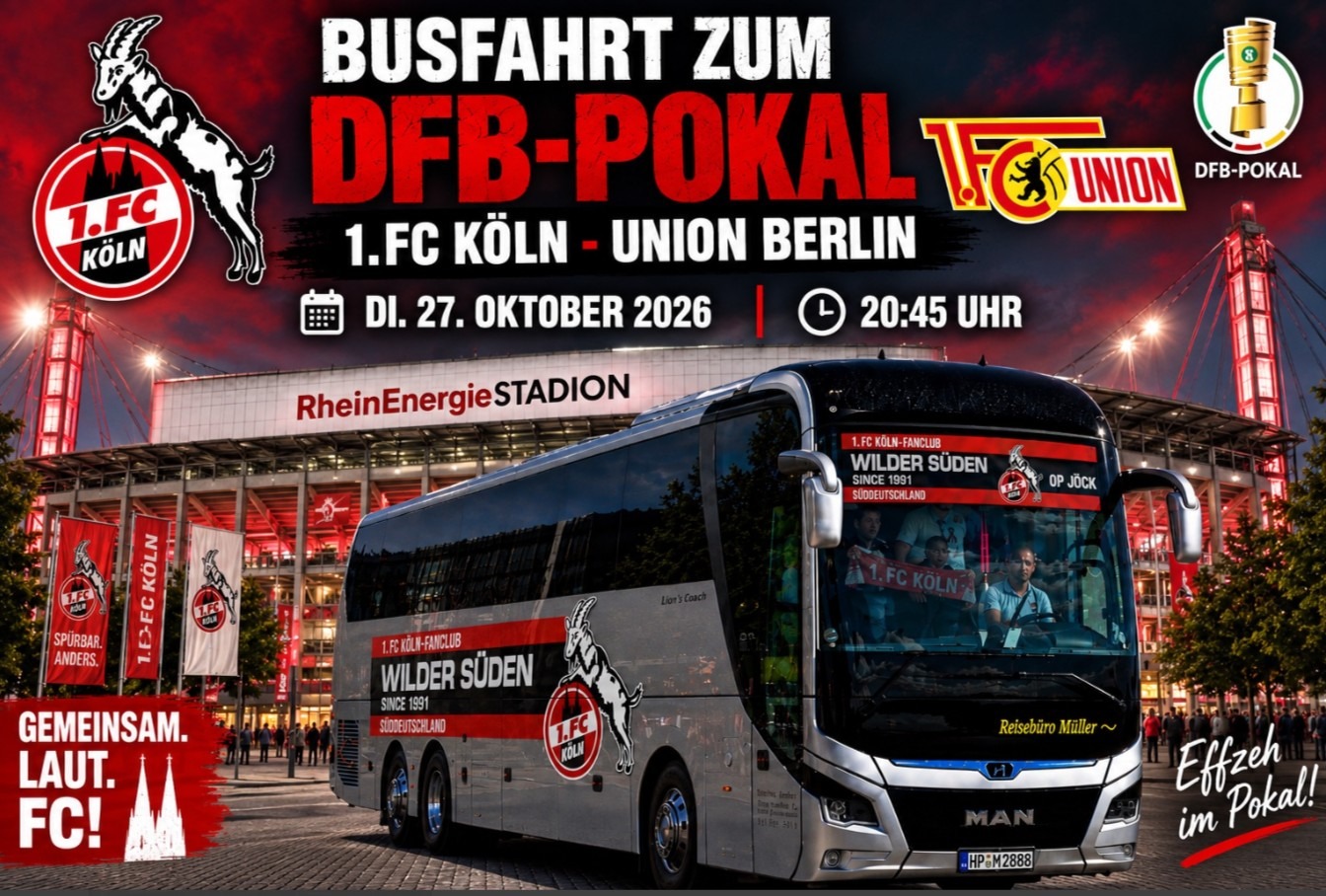 Bus Mannheim nach Köln - Union Berlin - DFB Pokal 2. Runde